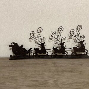 Decorative Metal Reindeer and Sleigh Silhouette - NWT
